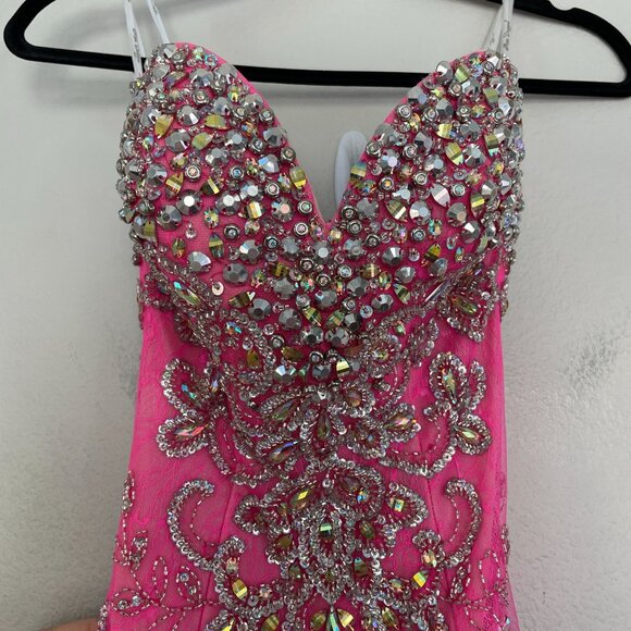 Mac Duggal Womens 0 Pink Strapless Beaded Mermaid Prom Gown Formal Dress Formal - Picture 7 of 8